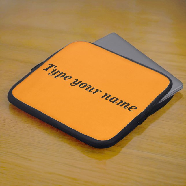Capa Para Notebook Seu Nome na Capinha de Laptop Laranja (Orange laptop sleeve with your name)
