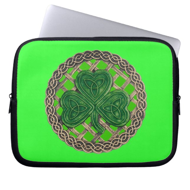Capa Para Notebook Shamrock Verde na Bolsa de laptop Celtic Knos (Frente)