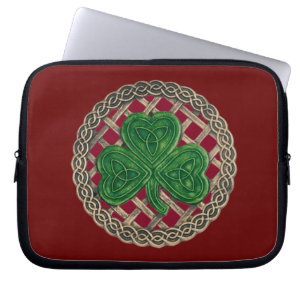 Capa Para Notebook Shamrock Vermelho na Bolsa de laptop Celtic Knos