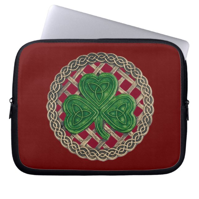 Capa Para Notebook Shamrock Vermelho na Bolsa de laptop Celtic Knos (Frente)