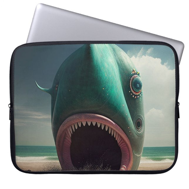 Capa Para Notebook Shark sculpture on the beach (Frente)