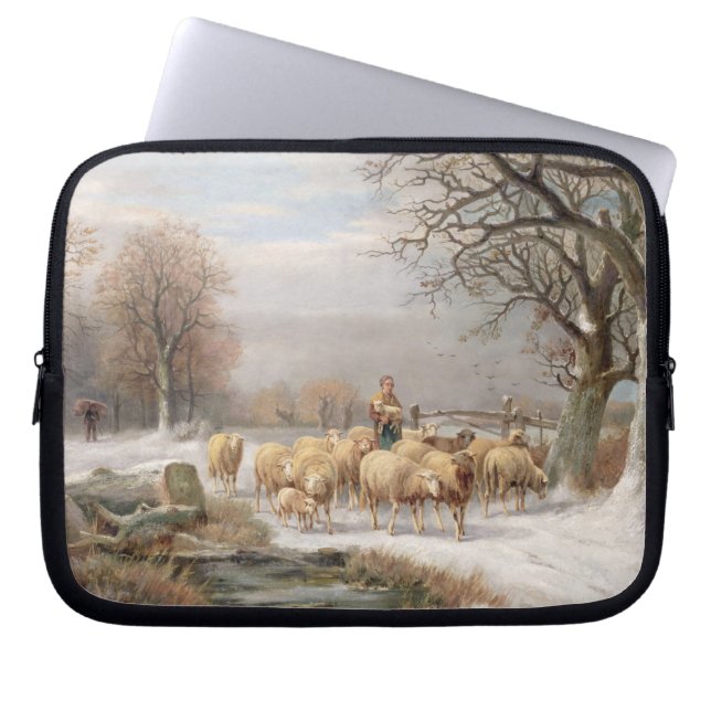 Capa Para Notebook Shepherdess com seu rebanho em uma paisagem do (Frente)