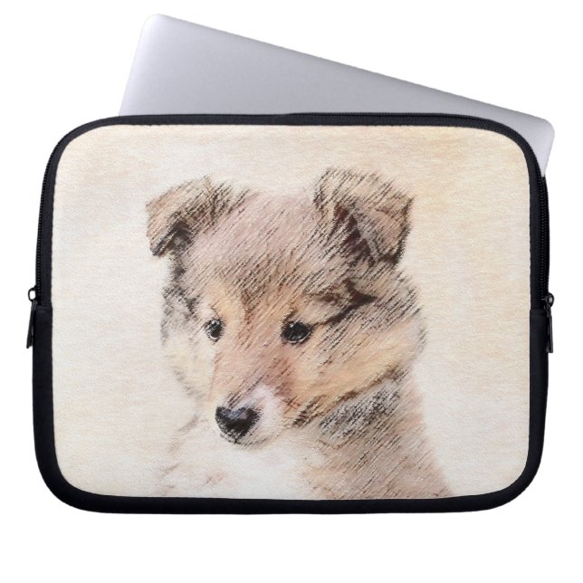 Capa Para Notebook Shetland Sheepdog Puppy Pintura Original (Frente)