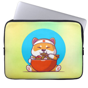 Capa Para Notebook Shiba Cinto Comendo Ramen Noodle Cartoon-23054