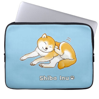 Capa Para Notebook Shiba Inu Cão Relaxando Arte Pixel Peacefulamente