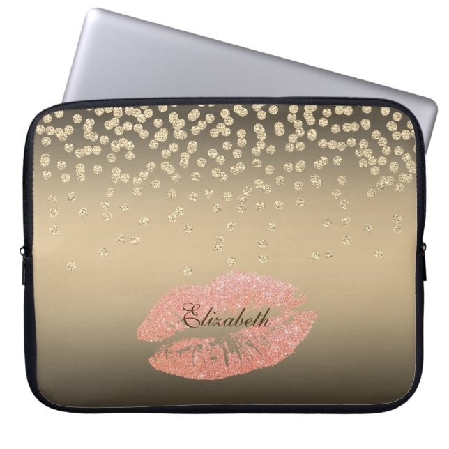 Capa Para Notebook Shiny Foil Confetty Ou Diamond, Lábios Personaliza (Frente)