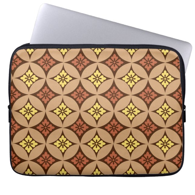 Capa Para Notebook Shippo com Motif Flor, Castanho e Amarelo Ouro (Frente)