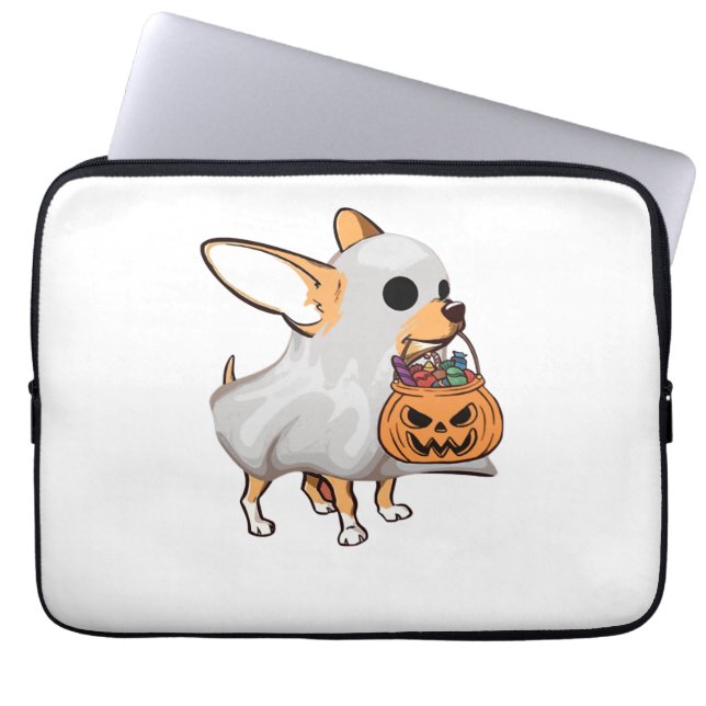 Capa Para Notebook Shirt Chihuahua Ghost Pumpkin Halloween (Frente)