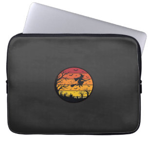 Capa Para Notebook Silhueta de Bruxa do Pôr do Sol de Halloween Círcu