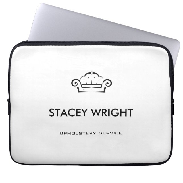 Capa Para Notebook Silhueta preta de sofá branco estofado (Frente)