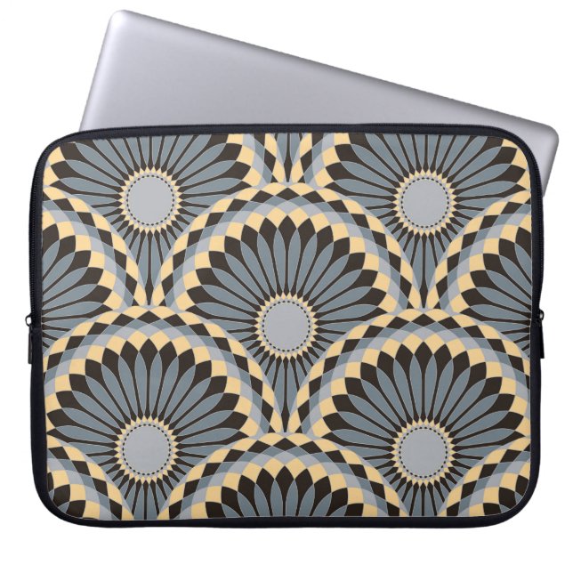 Capa Para Notebook Silver de Marfim: Azulejo Floral Circular. (Frente)