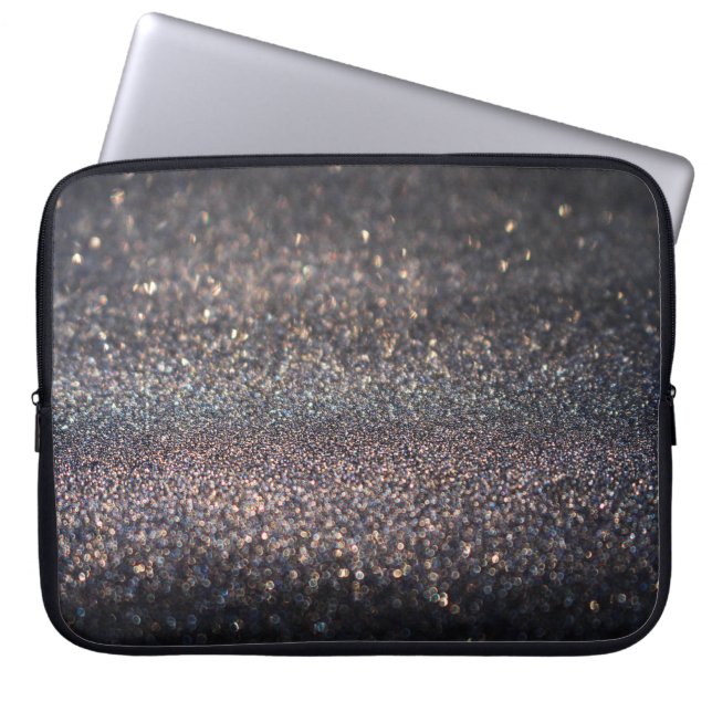 Capa Para Notebook Silver Glitter: Natal Preto (Frente)