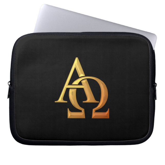 Capa Para Notebook Símbolo Alfa e Omega do ouro "3-D" (Frente)