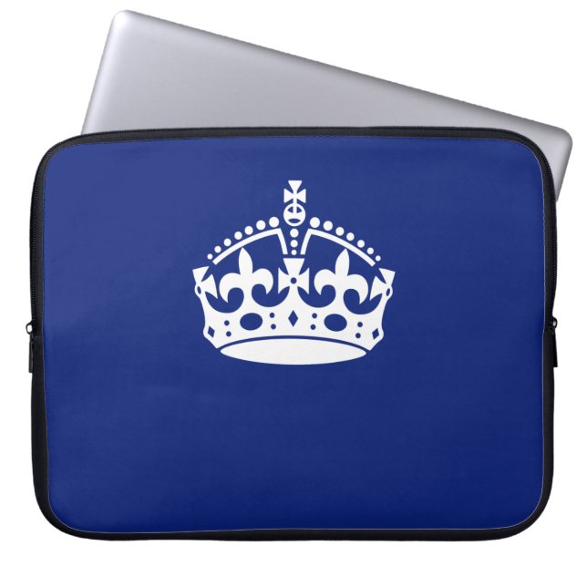 Capa Para Notebook Símbolo Classic Keep Calm Crown em Marinho Azul (Frente)