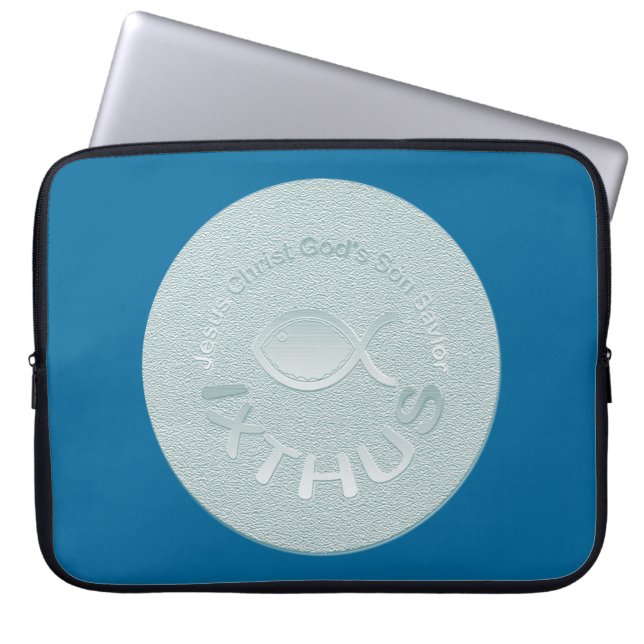Capa Para Notebook Símbolo cristão dos peixes de IXTHUS - PRATA (Frente)