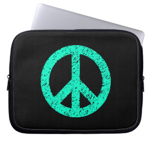 Capa Para Notebook Símbolo de paz tencioso - Turquesa a preto
