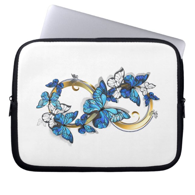 Capa Para Notebook Símbolo Infinito de Borboletas Azuis Morpho (Frente)