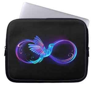 Capa Para Notebook Símbolo Neon Infinity com Hummingbird brilhante