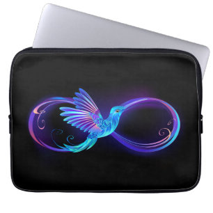 Capa Para Notebook Símbolo Neon Infinity com Hummingbird brilhante
