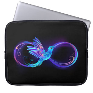 Capa Para Notebook Símbolo Neon Infinity com Hummingbird brilhante