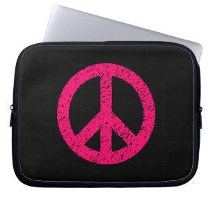Capa Para Notebook Símbolo tencioso da paz - Vermelho neon a preto
