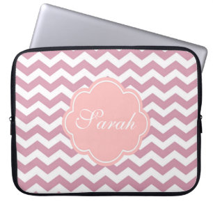Capa Para Notebook simples, elegante, moderno chevron zigzag rosa