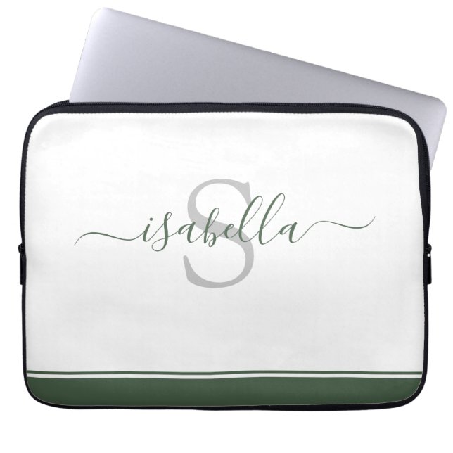 Capa Para Notebook Simples Estilo Moderno Monograma Evergreen (Frente)