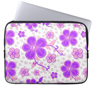 Capa Para Notebook Simples Floral Aquarela Impressão púrpura e rosa