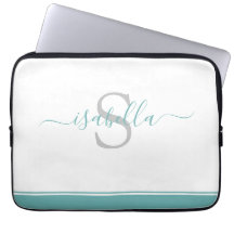 Simples Moderna Estilosa Monogramada Verde Azul