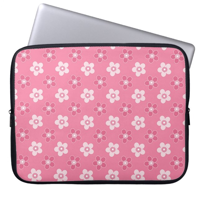 Capa Para Notebook simples padrão floral sólido rosa retrofluxo peque (Frente)