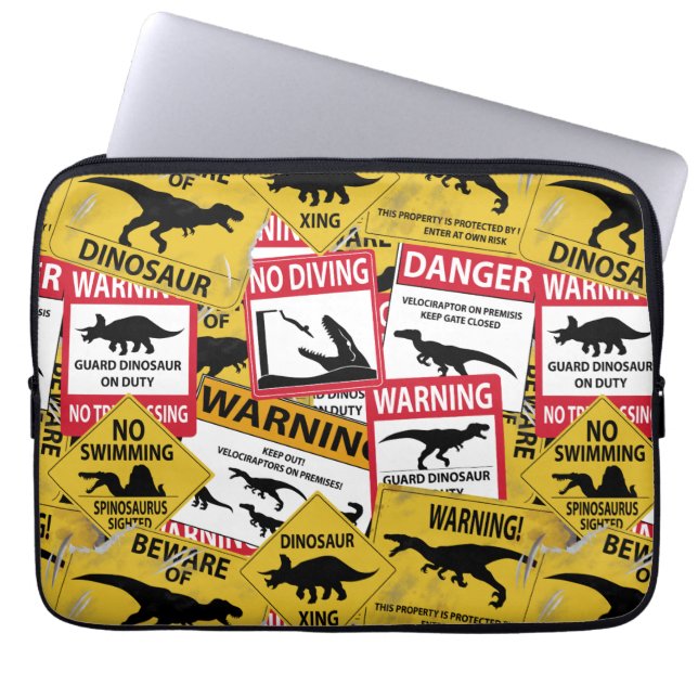 Capa Para Notebook Sinais de precaução do dinossauro (Frente)