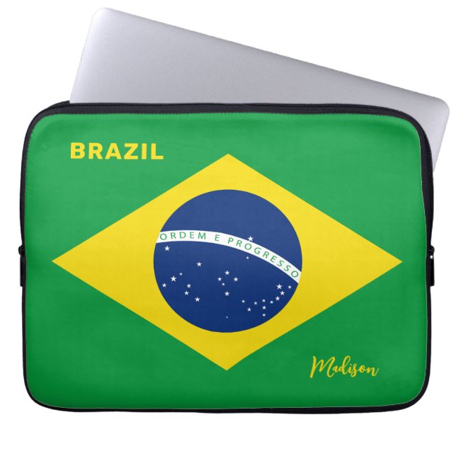 Capa Para Notebook Sinalizador Brasil de Nome Personalizado (Frente)