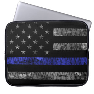 Capa Para Notebook Sinalizador de Linha Azul Fino da Polícia