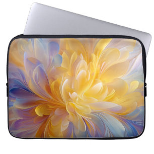 Capa Para Notebook Sinfonia Dourada de Pétalas Abstratas em Flor