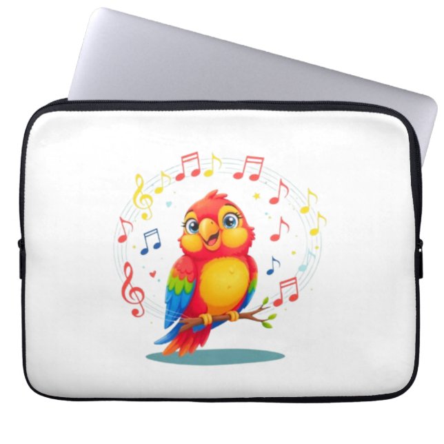 Capa Para Notebook **Singing Parrot – Cute Parrot Singing Illustratio (Frente)