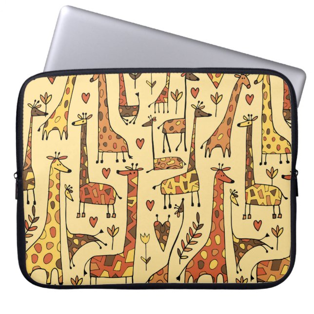 Capa Para Notebook Sketch Giraffe, Design De Diversão Sem Olho. (Frente)