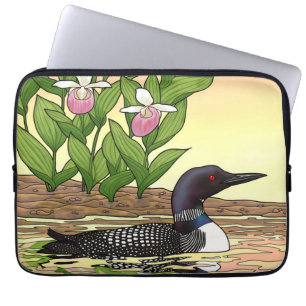 Capa Para Notebook Slipper de Lady Slipper de Flor de Aves do Estado