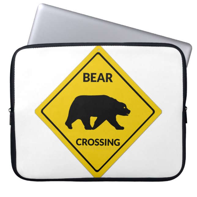 Capa Para Notebook SlipperyJoe, sinal de passagem do urso, silhueta d (Frente)