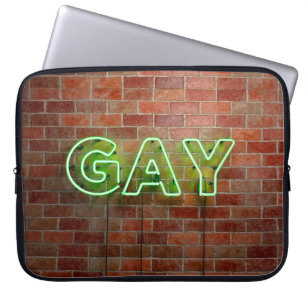 Capa Para Notebook SlipperyJoe's artístico neon verde Gay Sinal gay g