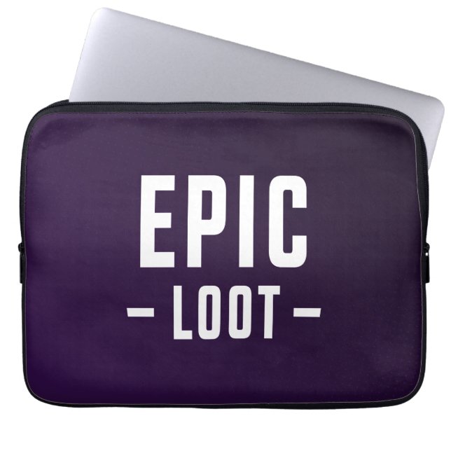 Capa Para Notebook Slogan Epic Loot Gamer Purple White Teen Boy (Frente)