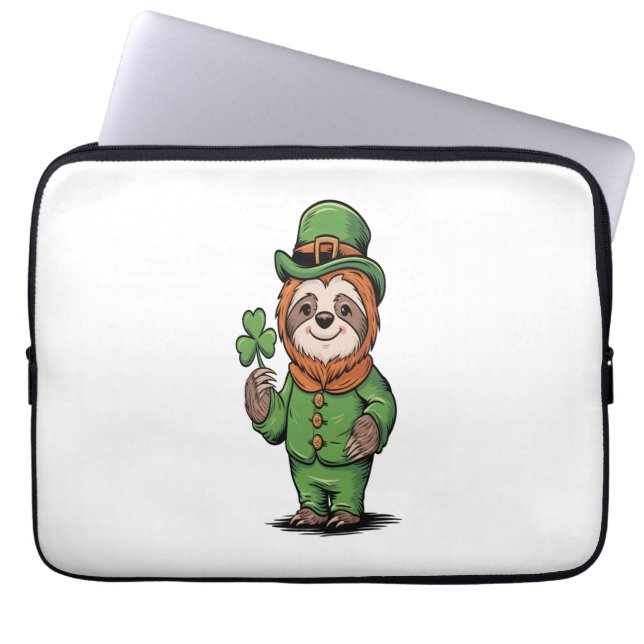 Capa Para Notebook Sloth Dia de São Patrício Irish Lucky (Frente)