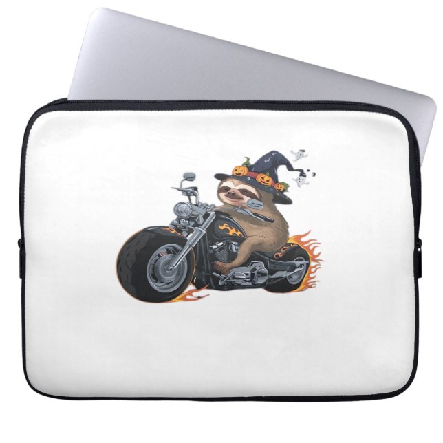Capa Para Notebook Sloth Sloth Motorcycle Ride Halloween Biker Divert (Frente)