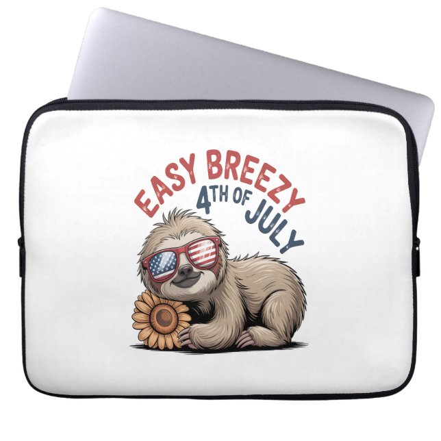 Capa Para Notebook Sloth Sunflower 4 de julho (Frente)