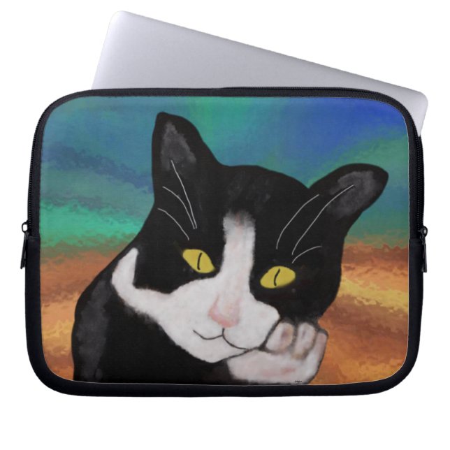 Capa Para Notebook Smoking a bolsa de laptop do gato (Frente)