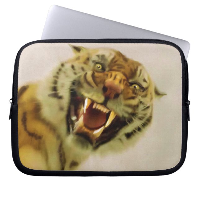 Capa Para Notebook Snarling Bengal Tiger Big Cat Willife Art (Frente)