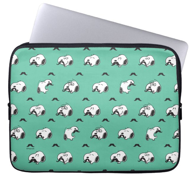 Capa Para Notebook Snoopy Mustaches & Teal Patterno (Frente)