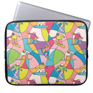 Capa Para Notebook Snowboarders coloridos: padrão perfeito de colheit