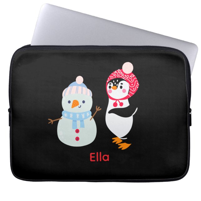 Capa Para Notebook Snowman e Pinguim congelados (Frente)