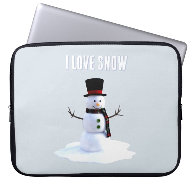 Capa Para Notebook Snowman with hat and scarf. I Love Snow (Frente)