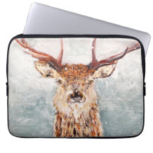 Snowy Stag Painting By MirandaPA - Bolsa de laptop